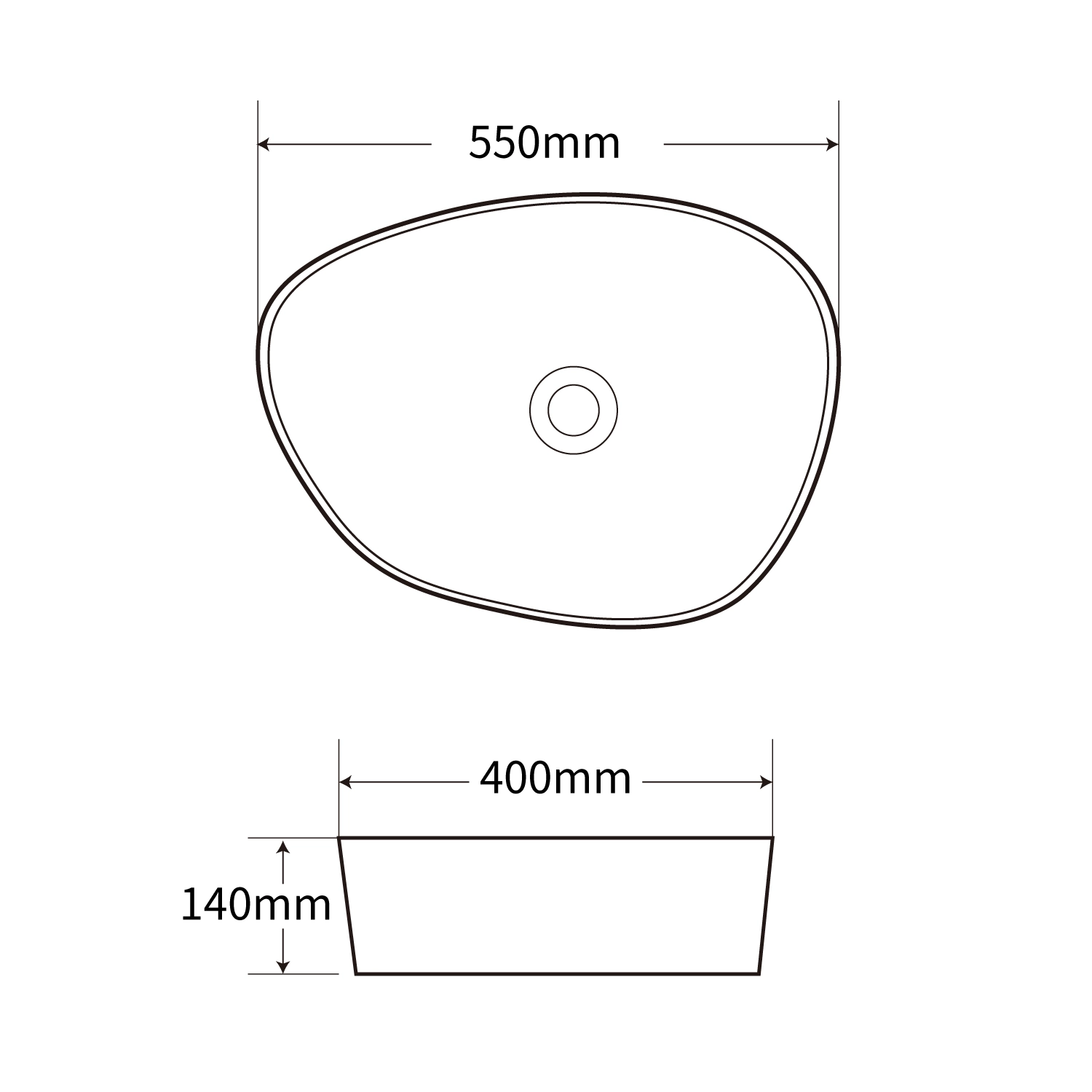 dimension figure of mc-0134,made by meilong ceramics company